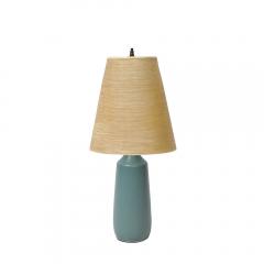 Lotte Gunnar Bostlund Mid Century Blue Ceramic Fiber Shaded Table Lamps by Lotte Gunnar Bostlund - 4142229