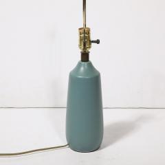 Lotte Gunnar Bostlund Mid Century Blue Ceramic Fiber Shaded Table Lamps by Lotte Gunnar Bostlund - 4142232