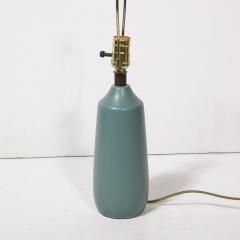 Lotte Gunnar Bostlund Mid Century Blue Ceramic Fiber Shaded Table Lamps by Lotte Gunnar Bostlund - 4142238