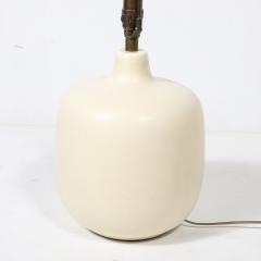 Lotte Gunnar Bostlund Mid Century Off White Glazed Ceramic Table Lamps by Lotte Gunnar Bostlund - 4233673