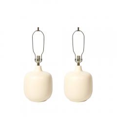 Lotte Gunnar Bostlund Mid Century Off White Glazed Ceramic Table Lamps by Lotte Gunnar Bostlund - 4403651