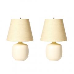 Lotte Gunnar Bostlund Mid Century Off White Glazed Ceramic Table Lamps by Lotte Gunnar Bostlund - 4403652