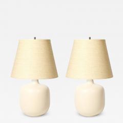 Lotte Gunnar Bostlund Mid Century Off White Glazed Ceramic Table Lamps by Lotte Gunnar Bostlund - 4404059
