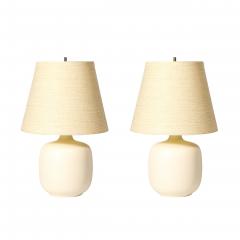 Lotte Gunnar Bostlund Mid Century Off White Glazed Ceramic Table Lamps by Lotte Gunnar Bostlund - 4826786