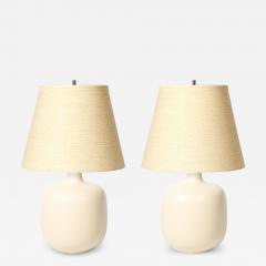 Lotte Gunnar Bostlund Mid Century Off White Glazed Ceramic Table Lamps by Lotte Gunnar Bostlund - 4827560