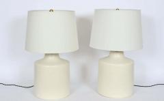 Lotte Gunnar Bostlund Pair Lotte and Gunnar Bostlund Off White Pottery Table Lamps 1960s - 2928831
