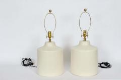 Lotte Gunnar Bostlund Pair Lotte and Gunnar Bostlund Off White Pottery Table Lamps 1960s - 2928833
