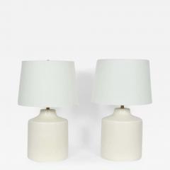Lotte Gunnar Bostlund Pair Lotte and Gunnar Bostlund Off White Pottery Table Lamps 1960s - 2929321