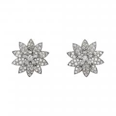 Lotus Diamond Earrings In White Gold 21st Century - 4791932