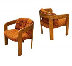 Lou Hodges Pair of Mid Century Barrel Back Lounge Chairs in Oak after Lou Hodges - 3955177