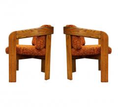 Lou Hodges Pair of Mid Century Barrel Back Lounge Chairs in Oak after Lou Hodges - 3955178