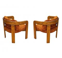 Lou Hodges Pair of Mid Century Barrel Back Lounge Chairs in Oak after Lou Hodges - 3955196