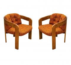 Lou Hodges Pair of Mid Century Barrel Back Lounge Chairs in Oak after Lou Hodges - 3955201