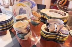 Loughran Unique Abstract 33 Piece Ceramic Dinner Set Kidney Shaped - 4599530