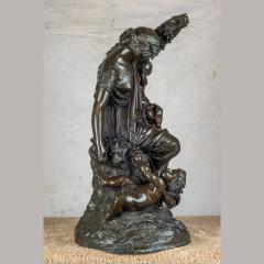 Louis Auguste Moreau A Fine Quality Patinated Bronze Sculpture of Grecian Style Female with Putti - 1436540