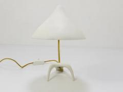 Louis Christiaan Kalff 1950s Louis Kalff Style White Mid Century Brass Desk or Table Lamp - 4064953
