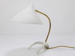 Louis Christiaan Kalff 1950s Louis Kalff Style White Mid Century Brass Desk or Table Lamp - 4064956