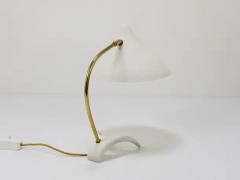 Louis Christiaan Kalff 1950s Louis Kalff Style White Mid Century Brass Desk or Table Lamp - 4064958