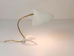 Louis Christiaan Kalff 1950s Louis Kalff Style White Mid Century Brass Desk or Table Lamp - 4065011