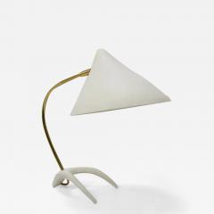 Louis Christiaan Kalff 1950s Louis Kalff Style White Mid Century Brass Desk or Table Lamp - 4065615