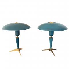 Louis Christiaan Kalff Pair of Blue Midcentury Louis C Kalff Table Lamps for Philips - 3229099