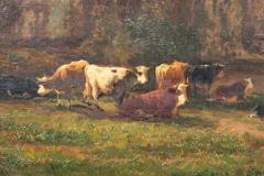 Louis Coignard Framed Oil on Panel Cows by Stream by Louis Coignard - 4136921