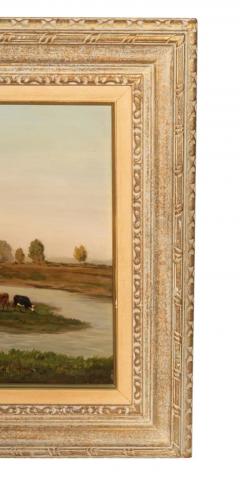 Louis Coignard Framed Oil on Panel Cows by Stream by Louis Coignard - 4137027