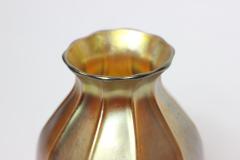 Louis Comfort Tiffany Louis Comfort Tiffany Signed Candlestick Lamp Favrile Shade Gold Iridescent - 2338293