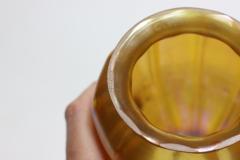 Louis Comfort Tiffany Louis Comfort Tiffany Signed Candlestick Lamp Favrile Shade Gold Iridescent - 2338300