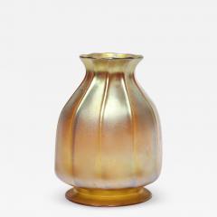 Louis Comfort Tiffany Louis Comfort Tiffany Signed Candlestick Lamp Favrile Shade Gold Iridescent - 2339282