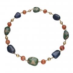 Louis Comfort Tiffany Necklace by Louis Comfort Tiffany 18kt Gold Lapis Carnelian and Turquoise - 4456949