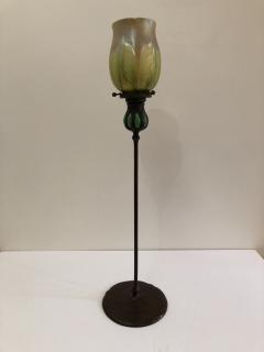 Louis Comfort Tiffany Tiffany Studios Tall Candlestick Louis comfort Tiffany Favrile Shade Lamp - 1372564