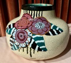 Louis Dage Louis Dage Art Deco Ceramic Vase with Stylized Floral Decoration - 4610131