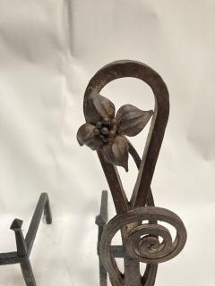 Louis Majorelle 1910s Hand made Wrought iron andiron - 3312127