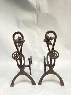 Louis Majorelle 1910s Hand made Wrought iron andiron - 3312128