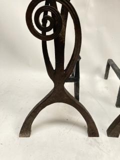Louis Majorelle 1910s Hand made Wrought iron andiron - 3312129