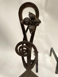 Louis Majorelle 1910s Hand made Wrought iron andiron - 3312130