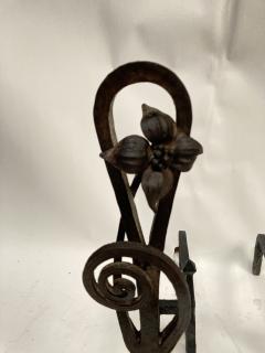 Louis Majorelle 1910s Hand made Wrought iron andiron - 3312131