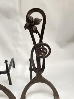 Louis Majorelle 1910s Hand made Wrought iron andiron - 3312132