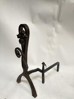 Louis Majorelle 1910s Hand made Wrought iron andiron - 3312135