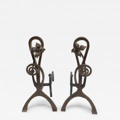 Louis Majorelle 1910s Hand made Wrought iron andiron - 3315785