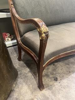 Louis Majorelle Fabulous Art Nouveau Settee with Gilt Carved Mounts - 4091292