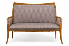 Louis Majorelle French Louis Majorelle Art Nouveau Mahogany and Blue Patterned Settee - 4274988