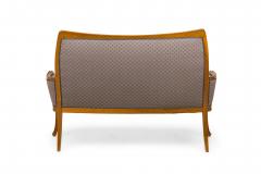 Louis Majorelle French Louis Majorelle Art Nouveau Mahogany and Blue Patterned Settee - 4274991