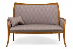 Louis Majorelle French Louis Majorelle Art Nouveau Mahogany and Blue Patterned Settee - 4274992