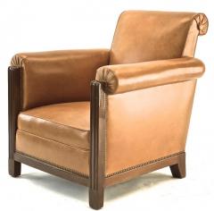 Louis Majorelle Louis Majorelle pair of comfy Art Deco club chairs newly restored in leather - 2343772