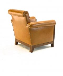 Louis Majorelle Louis Majorelle pair of comfy Art Deco club chairs newly restored in leather - 2343776