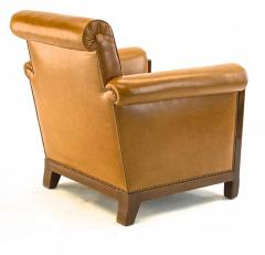 Louis Majorelle Louis Majorelle pair of comfy Art Deco club chairs newly restored in leather - 2343778