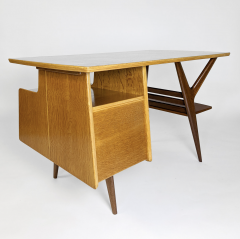 Louis Paolozzi RARE OAK AND MAHOGANY DESK BY LOUIS PAOLOZZI 1950  - 2634162