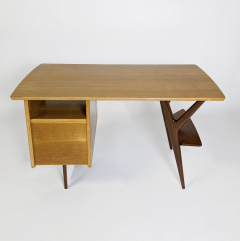 Louis Paolozzi RARE OAK AND MAHOGANY DESK BY LOUIS PAOLOZZI 1950  - 2634163